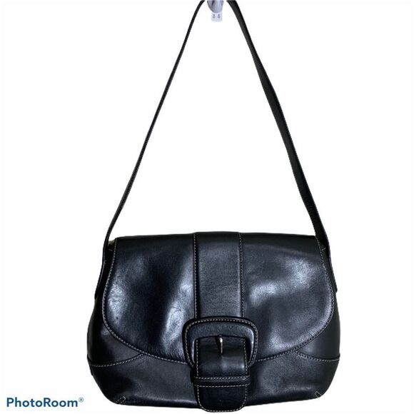 Cole Haan Black Leather Curved Shoulder Bag - Picture 12 of 15